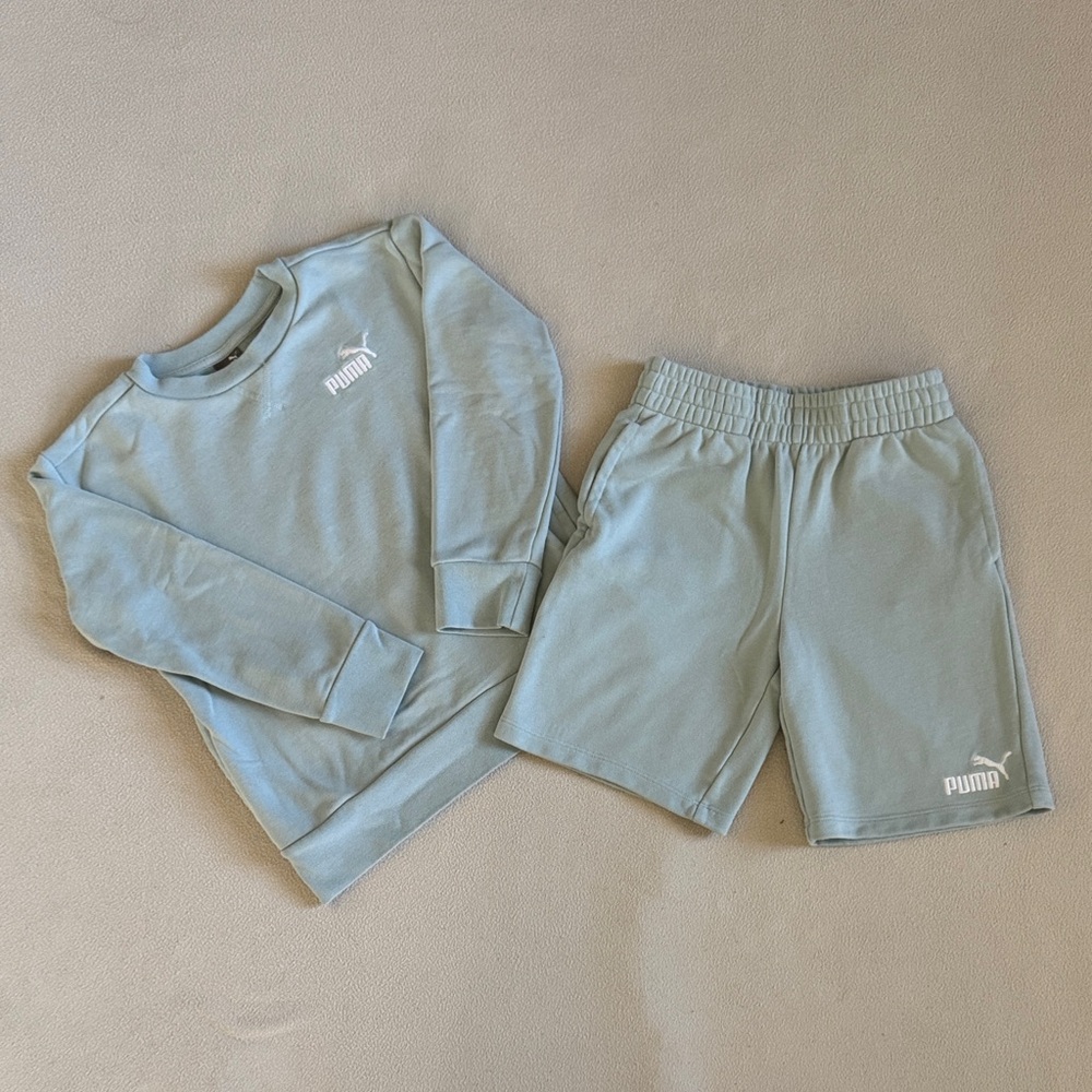 Puma Light Blue Sweatshirt and Shorts Set - US Size S (7/8)